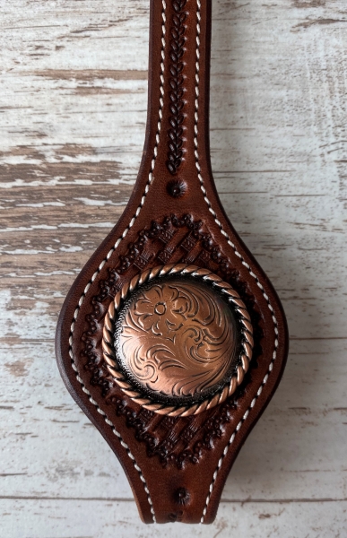 Rope Edge Western Engraved Concho copper 1 1/2